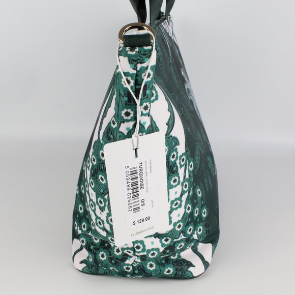 NWT Ted Baker Rococo Nylon Tote Bag, Turquoise, Flowers, Top Zip Closure - Picture 3 of 11